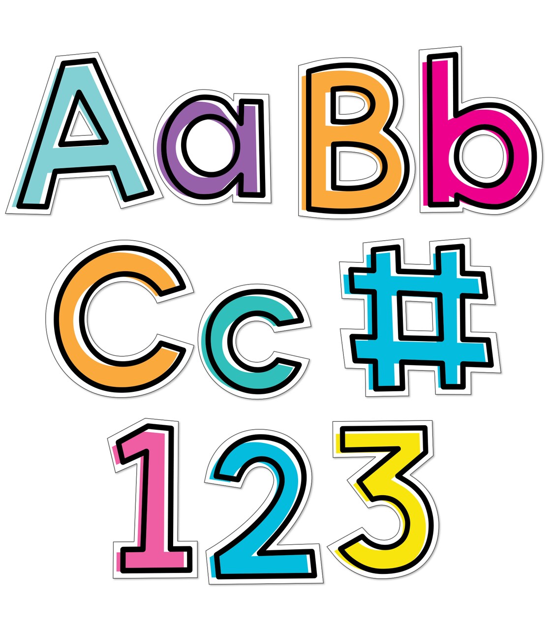 Carson Dellosa 219-Piece Kind Vibes Cutout Letters, 4" Colorful Upper and Lowercase Alphabet, Numbers, Punctuation, and Symbols for Bulletin Board, Posterboard, Party, and Classroom Decor